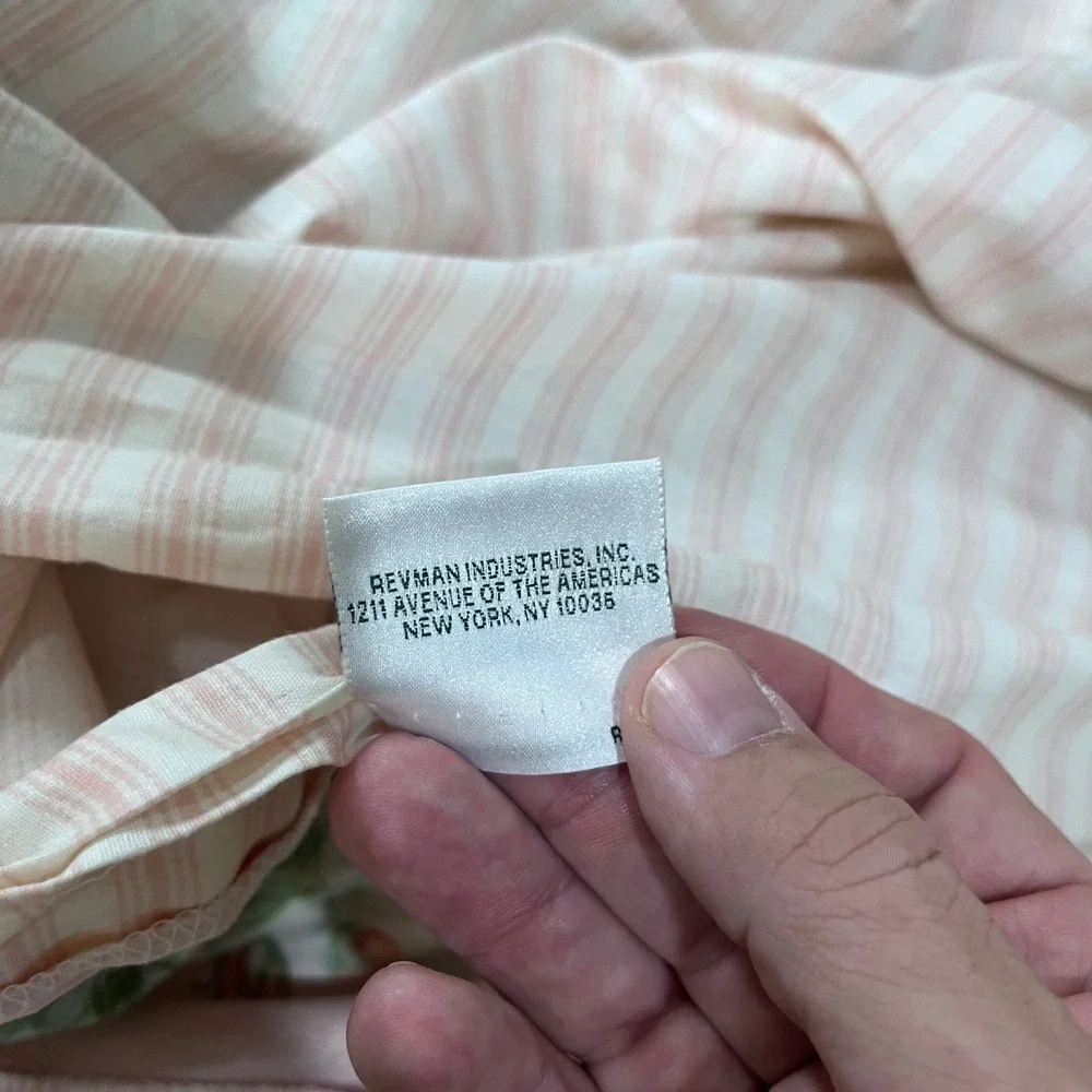 Vtg Laura Ashley Twin Duvet Cover Pink Cabbage Rose Floral Ticking Stripe Rev